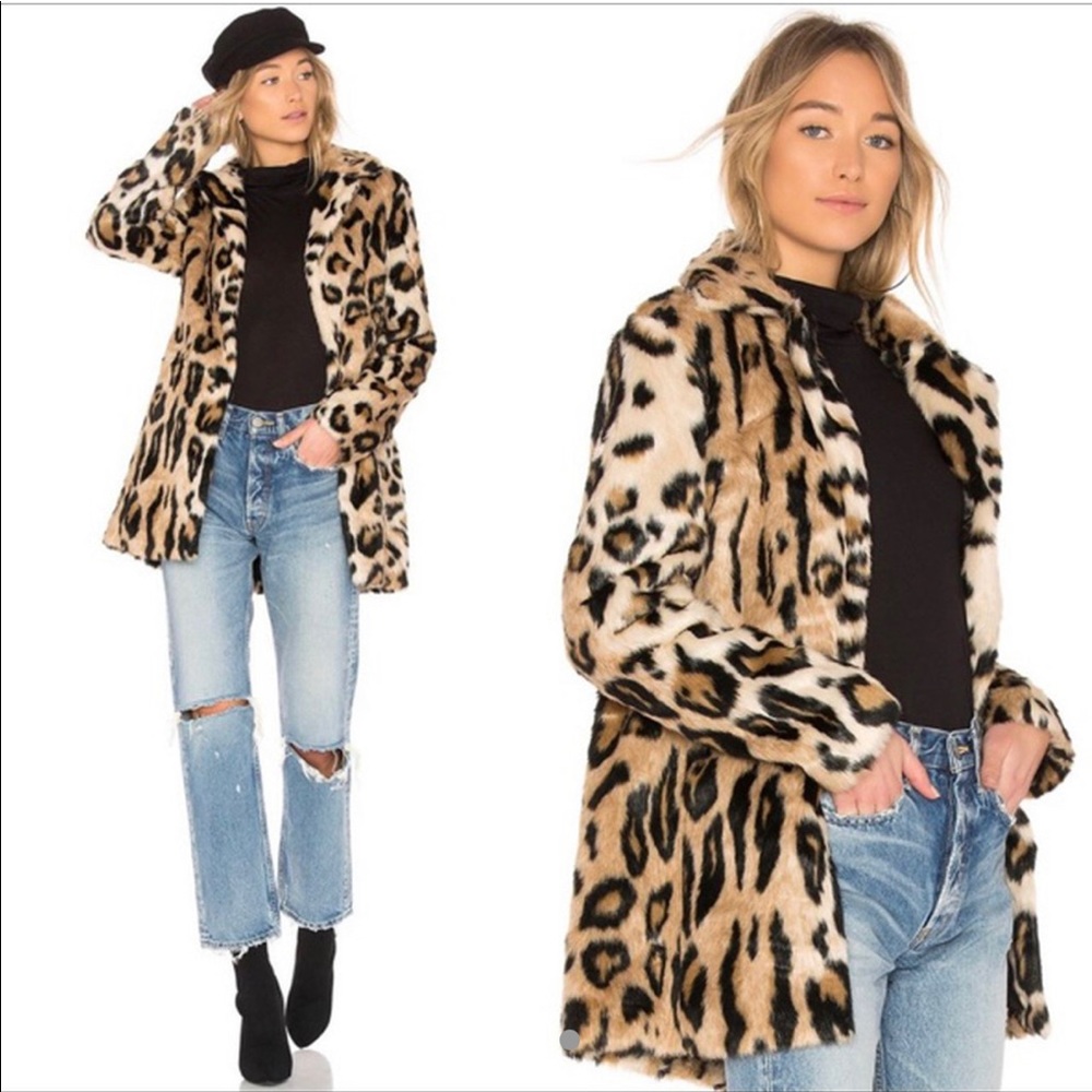 Revolve Bardot Leopard faux fur Jacket